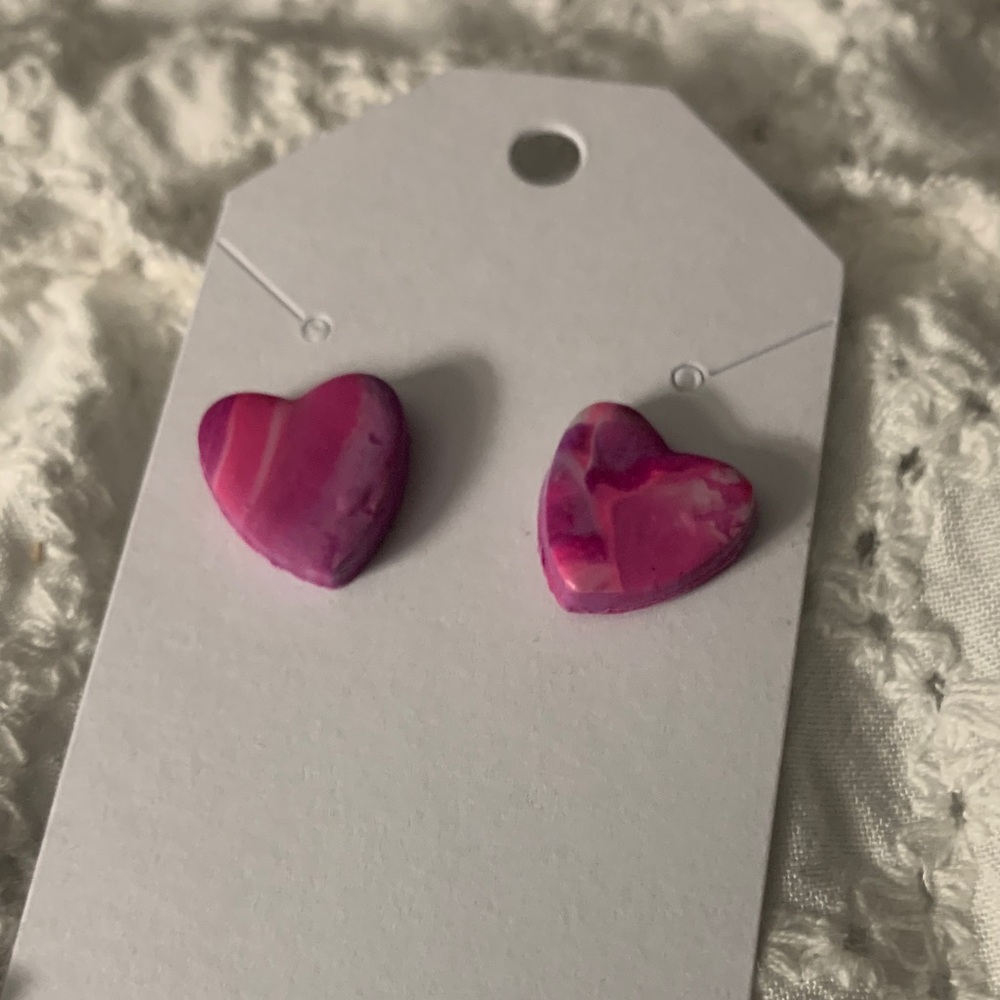 Pink Heart Stud Earrings